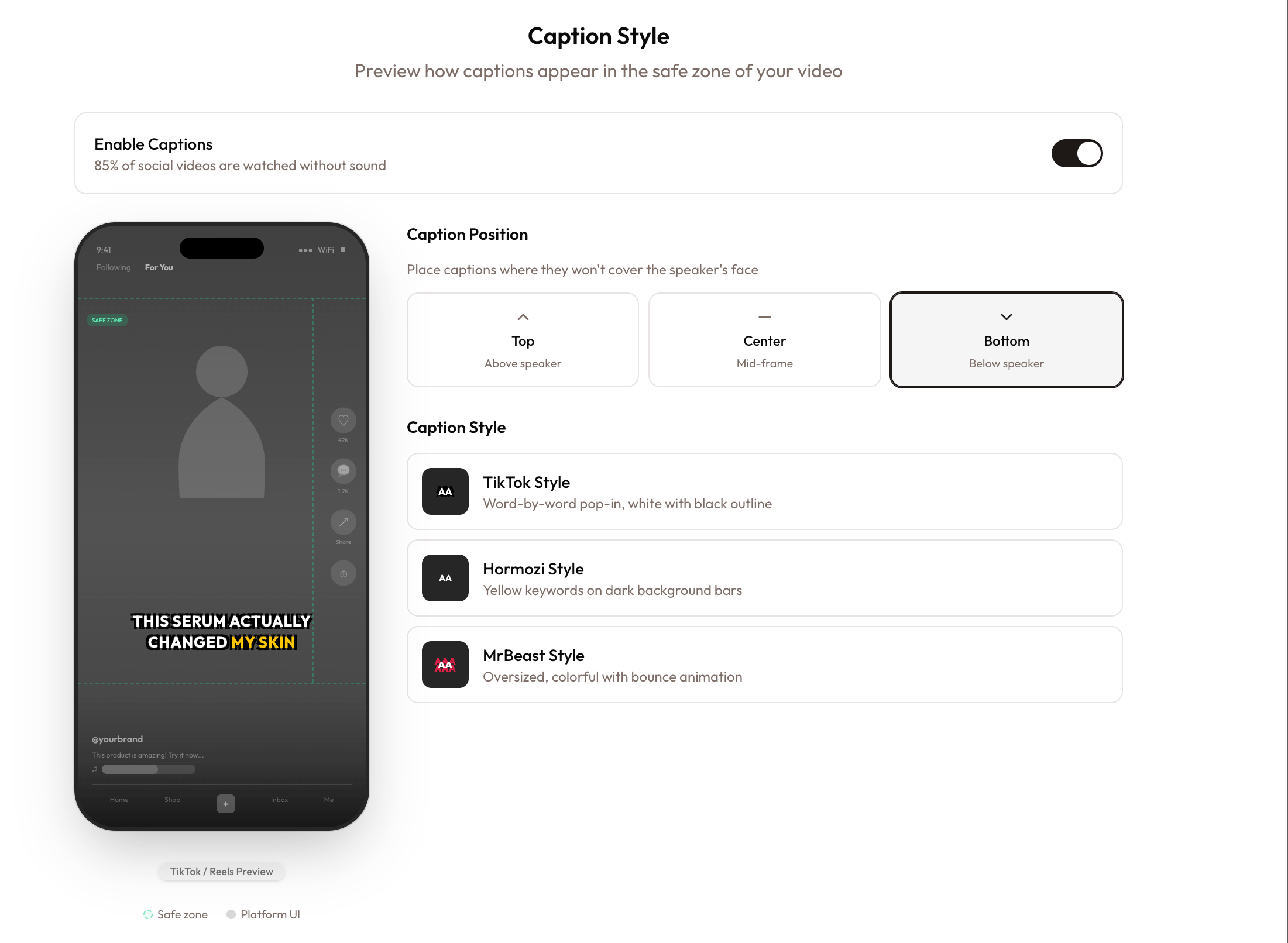Caption Style Picker